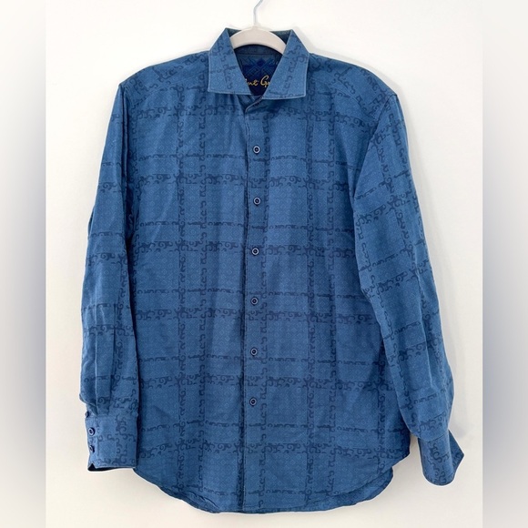 Robert Graham Men's Medium Button Up Embroidered Geometric Design Flip Cuff - Picture 1 of 10